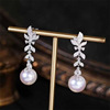 Fashionable earrings from pearl, sophisticated elegant advanced accessory for bride, light luxury style, high-quality style
