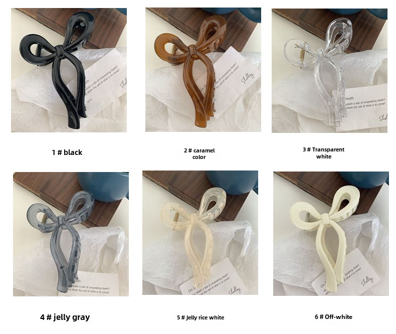 Haarnadel mit sanfter Textur und Schleife in süßer Karamellfarbe, hohe Pferdeschwanzspange in Gelee-Optik, Haifischspange, Haarspange für den Hinterkopf_voghion.com