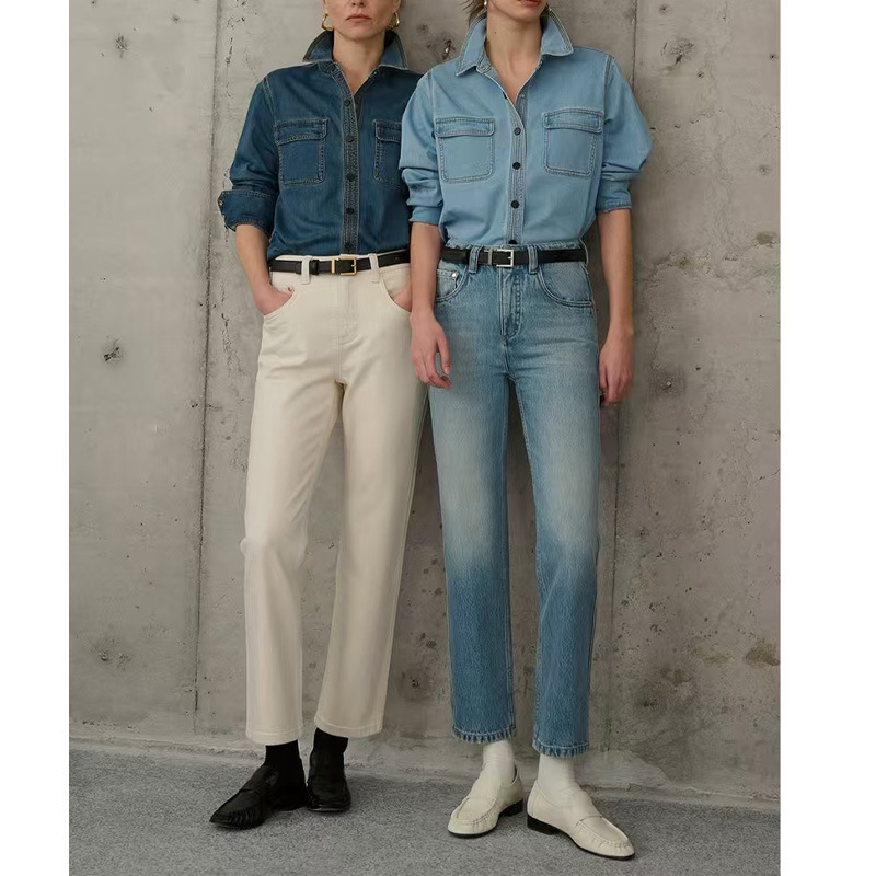 Turkey Imported Fabric ~ Streamlined Straight Style High Waist Slim Fit Slim Nine-point Jeans Women