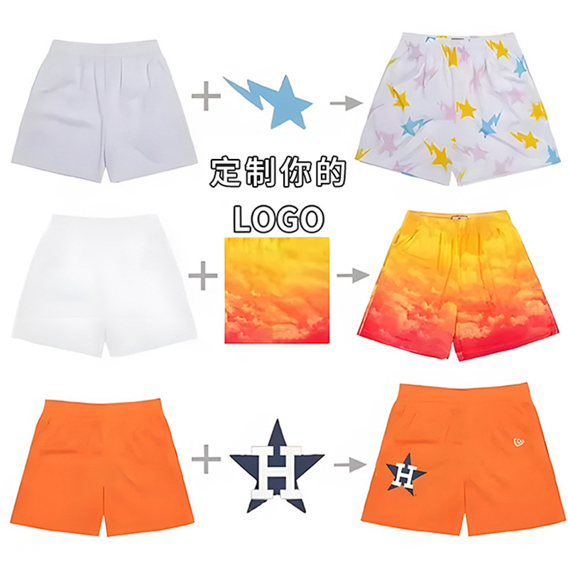 Summer Cross-Border Export European and American Fashion Brand Loose Sports Casual Shorts Full-Body Printed Beach Pants Processing and Customization