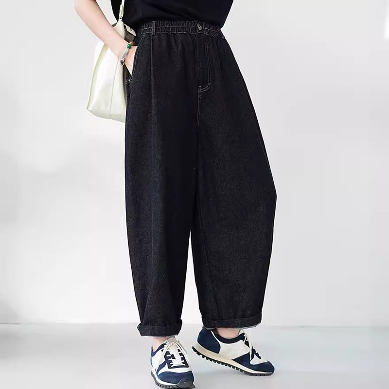 2025 Linen Cotton Two-Color Yarn-Dyed Twill Denim Loose Casual Fashion Carrot Jeans