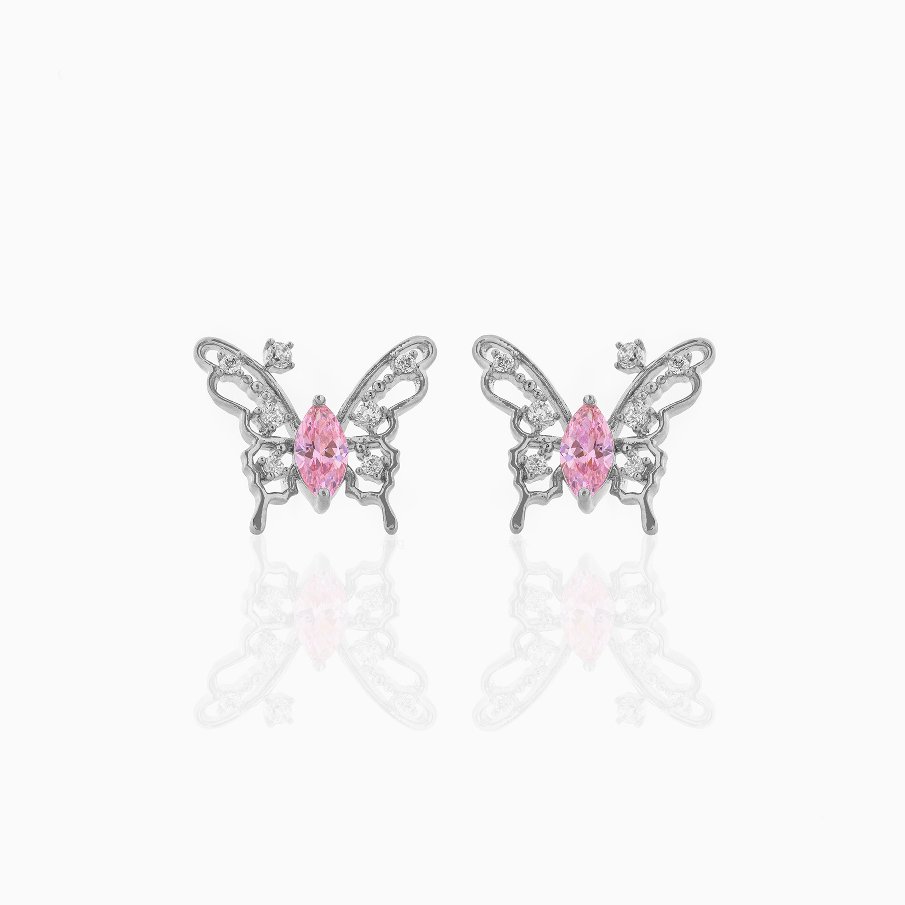 Korean Style Korean Style Dignified Hollow Butterfly Studs Micro Inlaid Zircon Pure Silver Ear Pin E