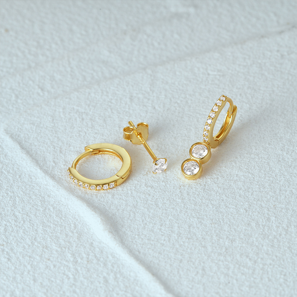 3g Weight Hoop Earrings, Ear Studs Classification 1 Set Quantity Daily Occasion 925 Sterling Silver Material Star, Butterfly Pattern Women's Gender Plating Design Simple Style Style 1 Set 925 Sterling Silver Star Butterfly Hoop Earrings Ear Studs 19