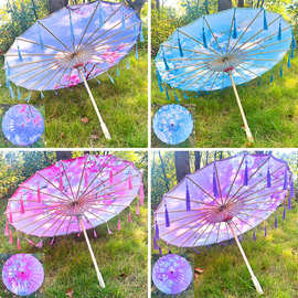 印花绸布伞演出流苏伞古装汉服拍照道具伞舞蹈伞古典工艺伞装饰伞