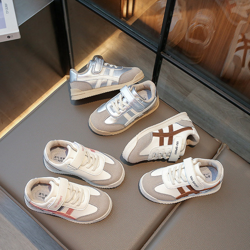 Children's sports shoes, boys' Forrest Gump shoes,  autumn girls' new soft-soled silver casual shoes, baby small sneakers