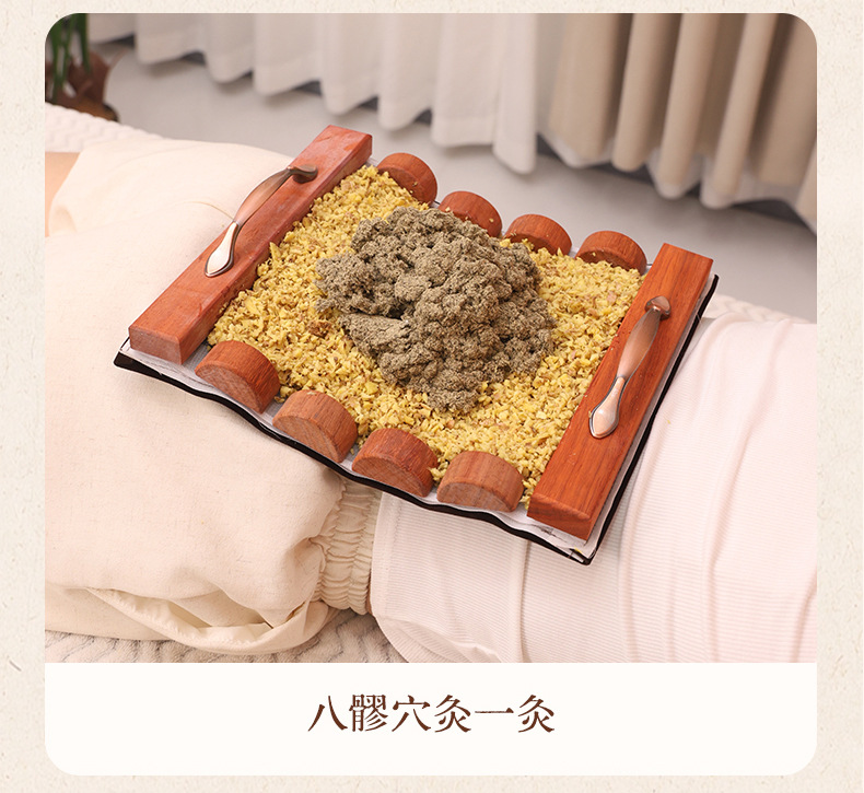 Du Mai Moxibustion Dragon Bone Tool Rosewood Spine Ginger Moxa Pad Back Fire Dragon Therapy in use