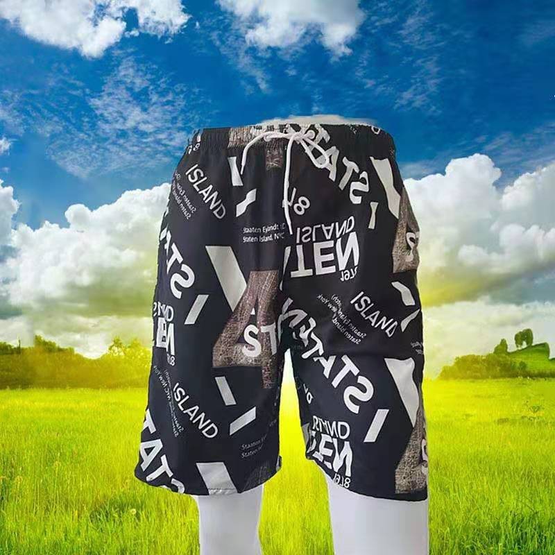 Surfing Five-Point Pants, Hot Spring Beach Pants, Men's Rafting Casual Sports Printed Shorts, Large Pants, Street Stall Trend