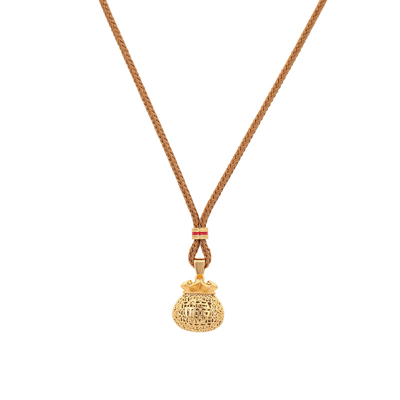 Xuping estilo ligero de lujo aleación de cobre chapado a mano 24k color simple nuevo estilo chino hueco collar de Año Nuevo image 6