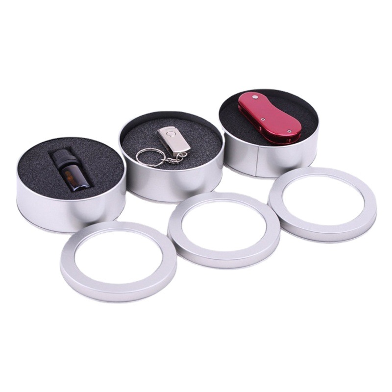 En stock hojalata puede redonda caja de hierro ajenjo anti-mosquito pulsera embalaje anti-estática pulsera de silicona caja de hierro
