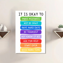 Modern Minimalist English Preschool Living Room Decor Cartoon Multicolored Corridor Canvas Painting Wholesale English Word Spray Painting Core