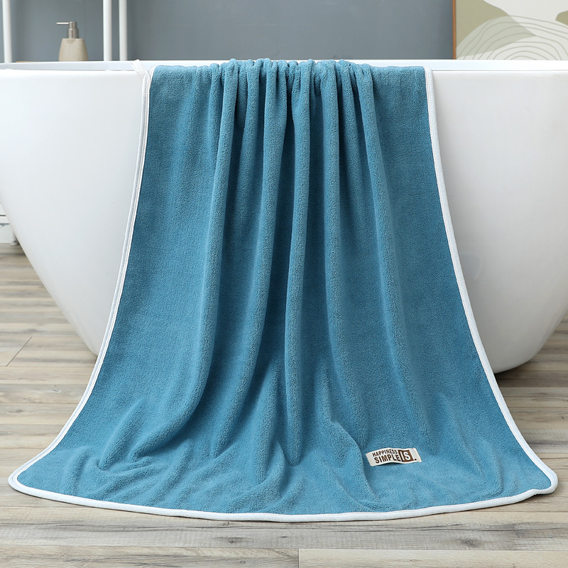 Toalha de Praia Grande Lisa em Coral Fleece, 70*140, Macia, Absorvente e Espessa, Ideal para Presente (Novo Modelo)_voghion.com