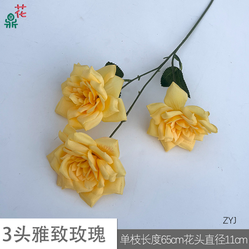 3 머리 우아한 장미 ZYJ 노란색