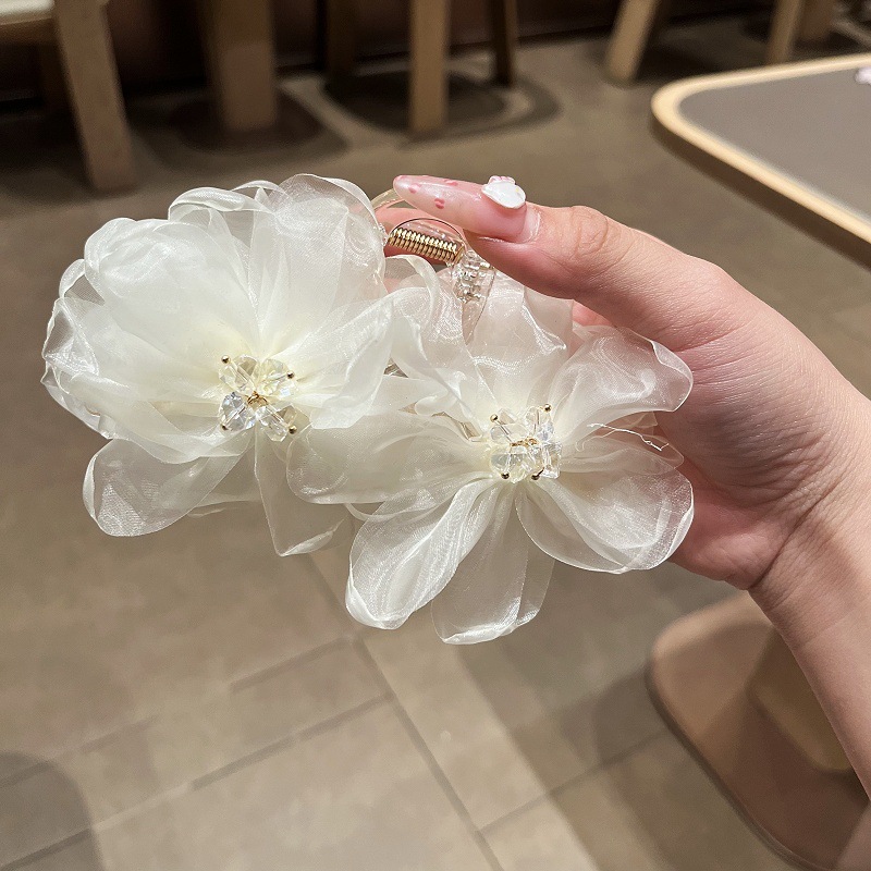 スーパーフェアリーフレンチロマンチックニッチホリデークリップ花びらヘアピン立体メッシュ大輪ヘアアクセサリーヘアピン女性用|undefined