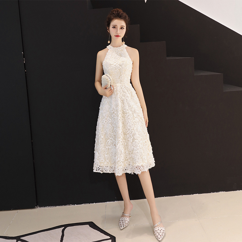 Petite Evening Dress Feminine 2022 Light Luxury Niche Celebrity Lady Neck Dress Usually Wearing French Dress
