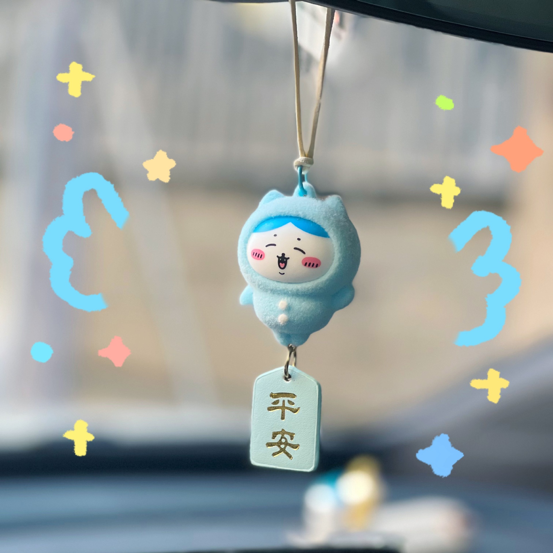 Usachi Car Pendant Jiikawa Xiaoba Rearview Mirror Safety Pendant Cartoon Cute Car Decoration for Women