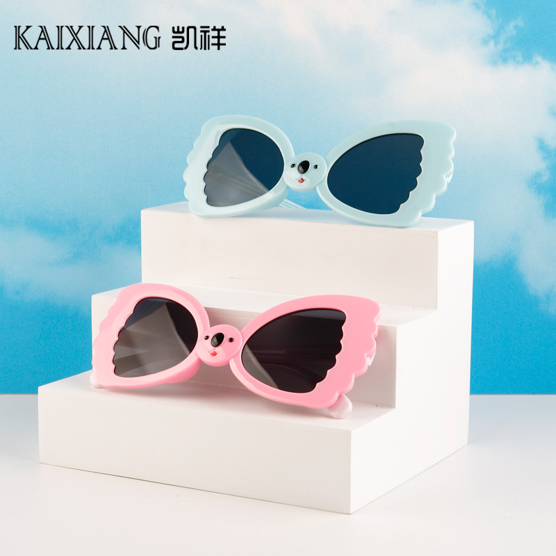 Niños, niñas y niños, gafas de sol, arco, marco de forma especial, gafas de color caramelo, moda cóncava, gafas de sol extrañas