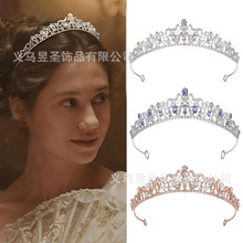 2024新款新娘皇冠欧美精致婚纱礼服配饰合金满钻简约结婚头饰跨境