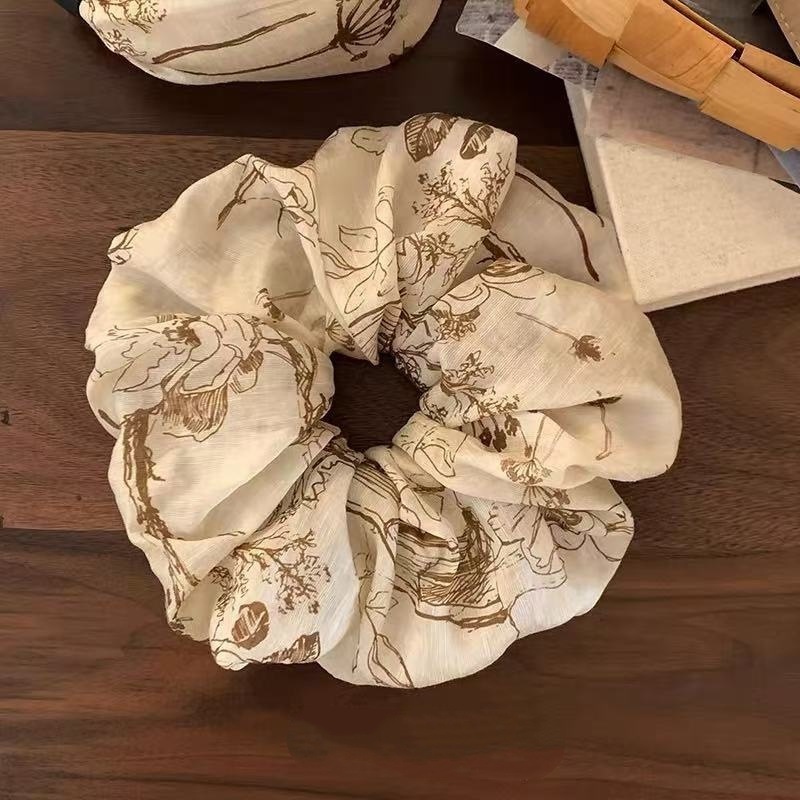 高级咖系印花气质发圈女扎头发饰肠圈头饰高级洋气韩国时尚头绳|undefined