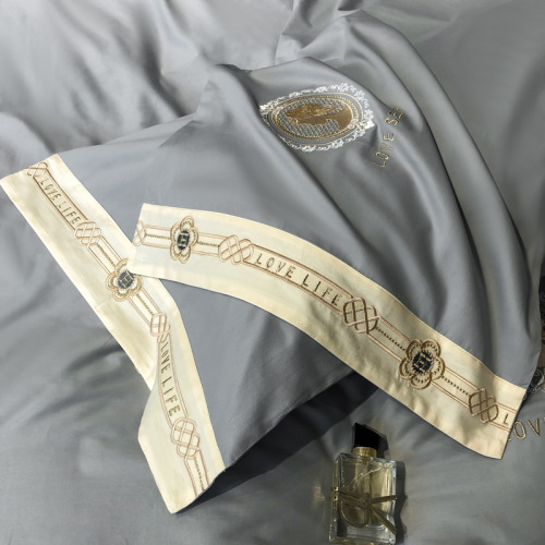 High-end light luxury 13376 Xinjiang long-staple cotton four-piece set, all-cotton pure cotton embroidered bedspread, solid color bed sheet set