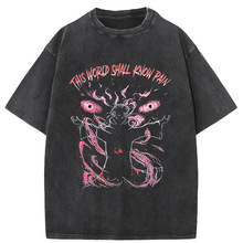 ���羳230g��Anime Pain Printed T Shirt Men Retro Washed  Cot