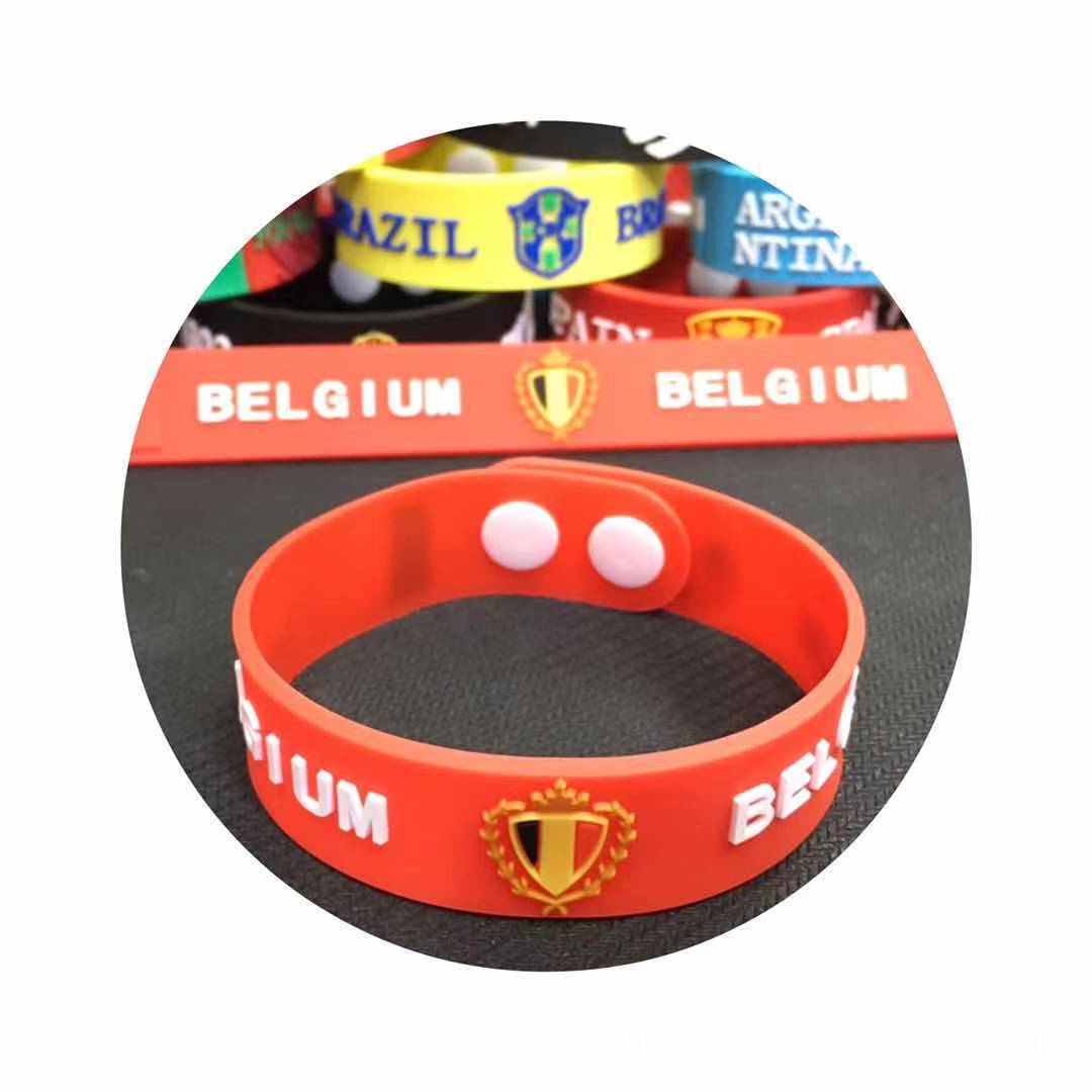Pulseras de PVC con el Emblema de la Copa Mundial de Francia, España, Portugal, Bélgica y Países Bajos, Pulseras de Goma Suave para Aficionados