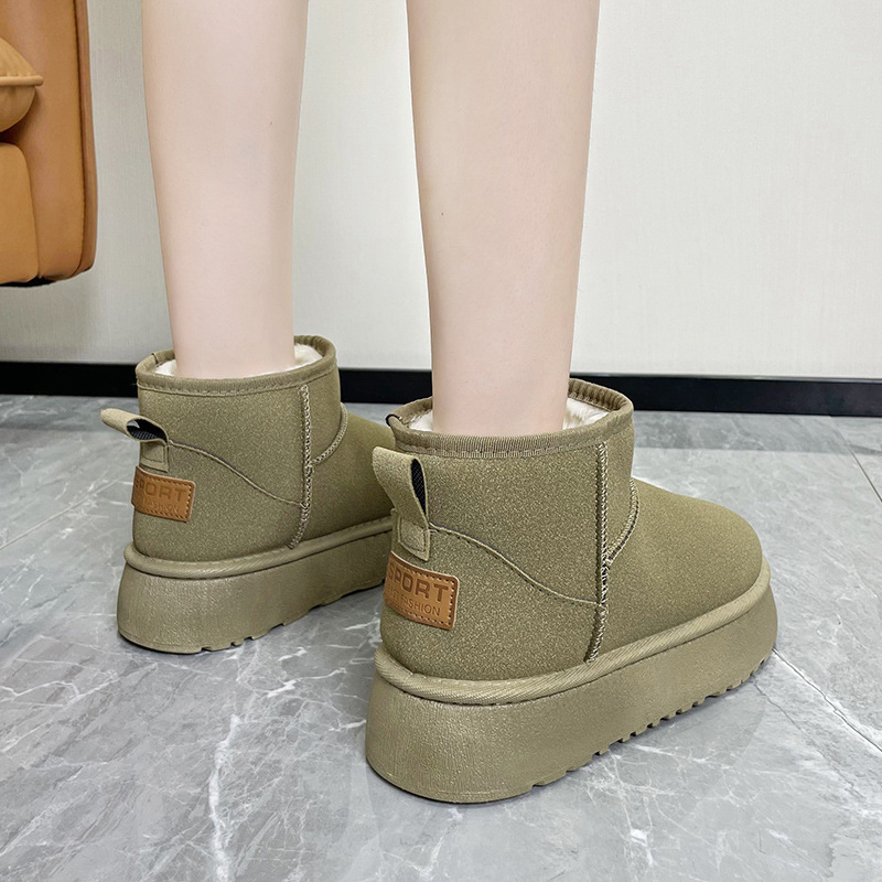 Snow boots for women in winter 2023, new plush and thickened short tube insulation, anti slip and raised plush shoes_voghion.com