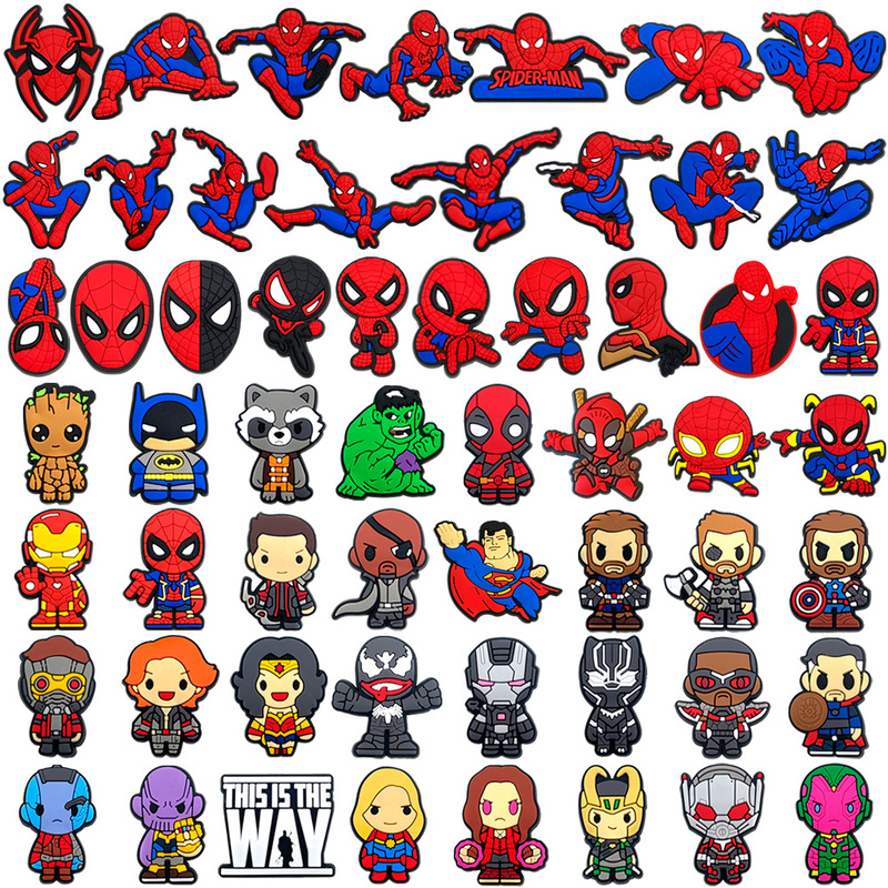 Spider-Man and Marvel Shoe Charms 57 Styles for Crocs, Soft Rubber Shoe Charms, Children's DIY Garden Shoe Decoration Accessories Spider-Man and Marvel Shoe Charms 57 Styles for Crocs, Soft Rubber Shoe Charms, Children's DIY Garden Shoe Decoration Accessories