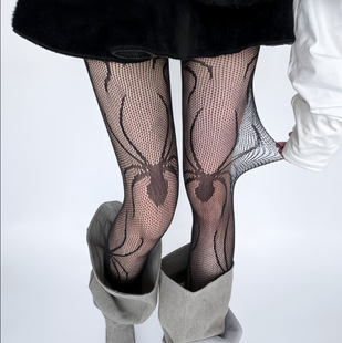 Halloween Fishnet Stockings Big Spider Subculture Spicy Girl Personality Hollow Pantyhose Millennium Niche Outfit Slimming Legs