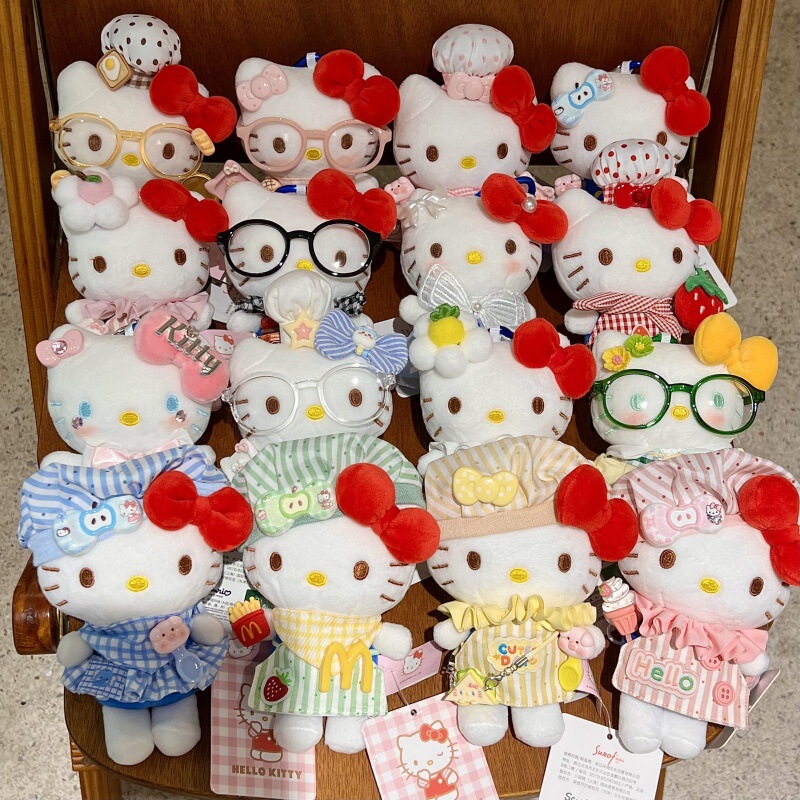 正版HelloKitty毛绒钥匙扣多姿多彩可爱百变穿搭猫猫玩偶包包挂件|undefined