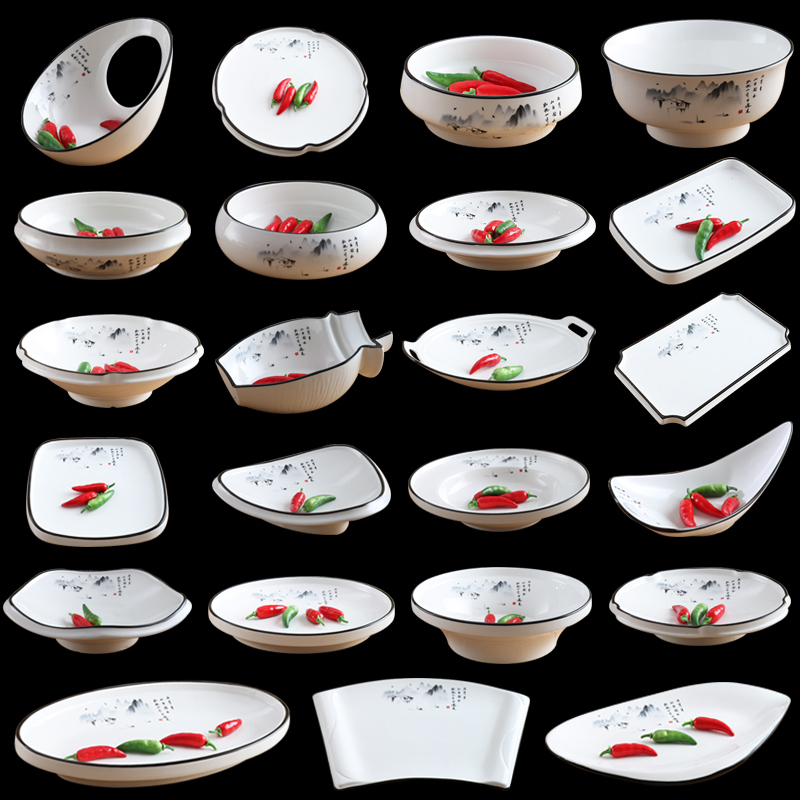 Stir-frying plate pure white ceramic cold dish plate creative irregular shaped tableware dish commercial restaurant restaurant