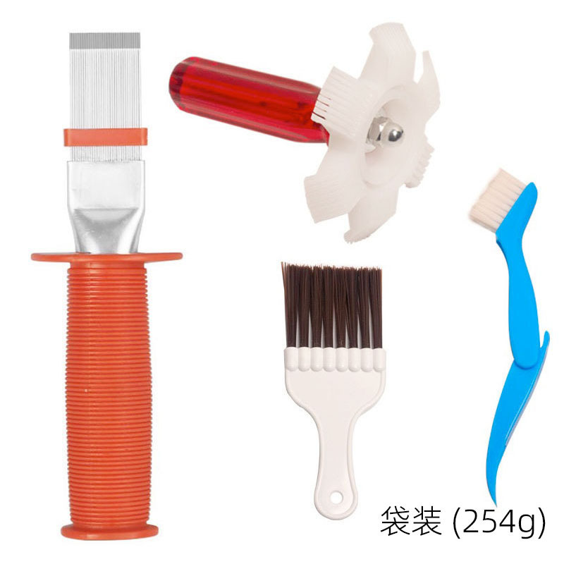 기타  4PC 빨간색 손잡이 금속 빗 + 파란색 접이식/갈색 브러시 + 흰색 날개 빗  연마재