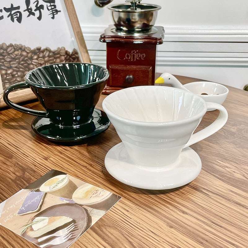 Simple Ceramic Coffee Filter Cup V60 for Home and Commercial Use, Drip-Style Funnel