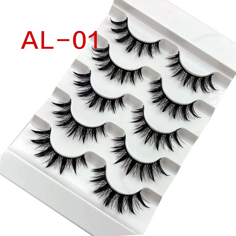 Dense Long Lengthening False Eyelashes, Dramatic Curl, 5-Pair Trays (Multiple Styles)