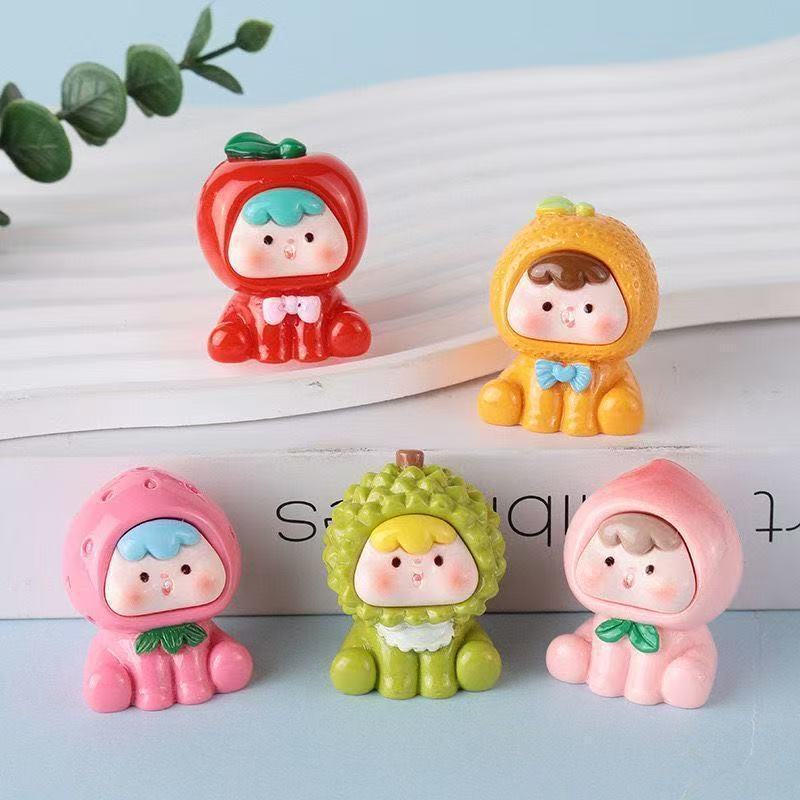 Popular Cartoon Cute Luminous Fruit Cub Resin Doll Jewelry Accessories Cute and Simple Car Ornaments
