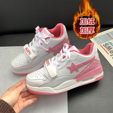 冬季加绒棉鞋女2023气垫鞋子新款星星运动鞋百搭ins休闲情侣板鞋