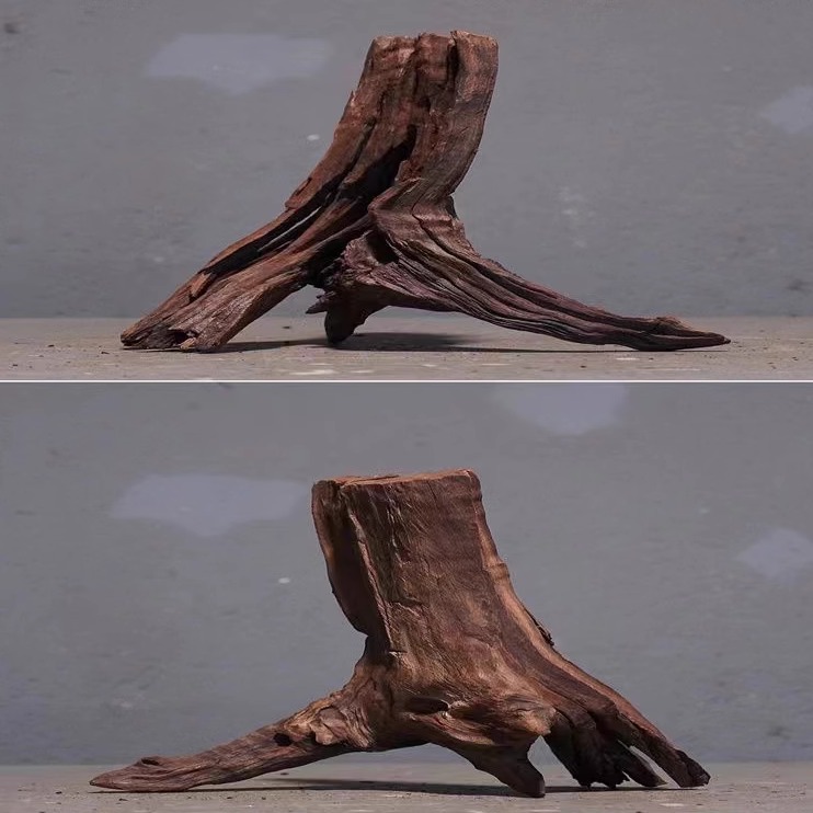 Simulación de paisajismo de pecera Madera muerta Adornos de madera hundida Puente de arco de teca púrpura natural Planta acuática Yimu Chengjing Factory