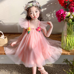 女童連衣裙夏裝2024新款女寶寶洋氣紗裙夏季女孩公主裙兒童裙子