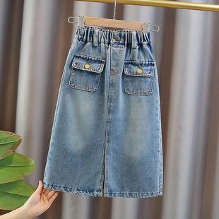 Girls' Denim Skirt Summer New Fashionable Style Skirt Casual Korean Style Denim Skirt for Middle and Large Children