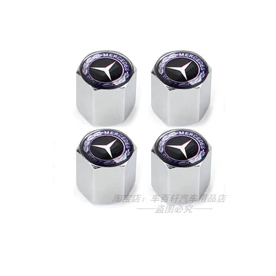 caps, exterior modification, valve - aluminum-alloy-silver-blue-wheat-ears-4-pieces