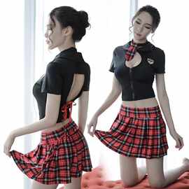 新款格子裙情趣内衣性感服诱惑套装清可爱学生装1054显瘦修身魅惑