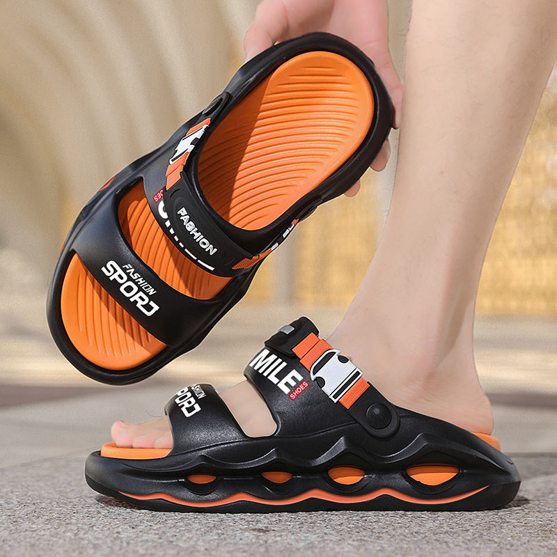 Sandalias transfronterizas 2025 verano nuevo estilo EVA sandalias de hombre de suela gruesa deportes al aire libre sandalias de un solo color de dos colores