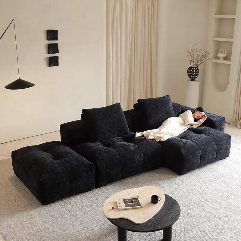Pixel Sofa Cotton and Linen Black Fabric Sofa Italian Minimalist Module Combination Modern Living Room Corner Sofa