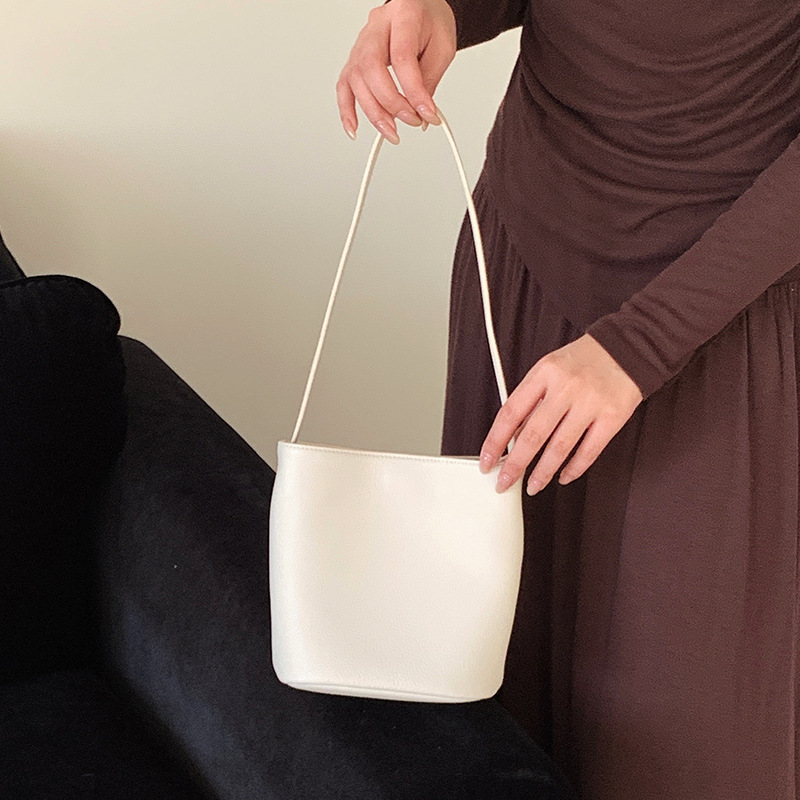 Casual Bucket Bag 2026 New Arrival Top Grain Cowhide Shoulder Crossbody Bag Genuine Leather Women's Soft Leather Commuter Small Bag - Thumbnail 6