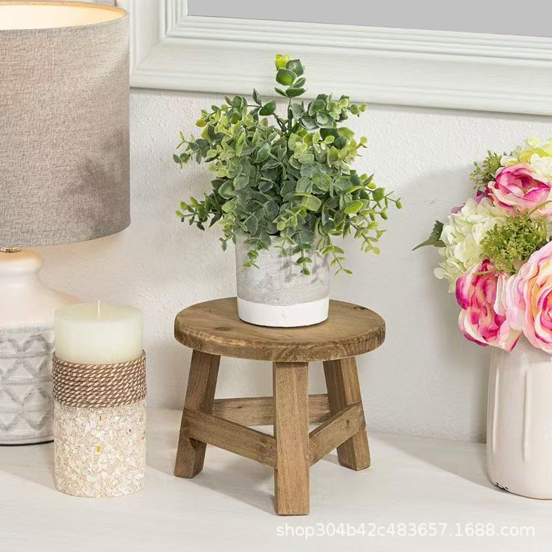 Round Succulent Stool, Circular Stool, Small Foreign Trade Green Plant Stool, Green Radish Stool, Solid Wood Low Stool, Foreign Trade Round Low Stool