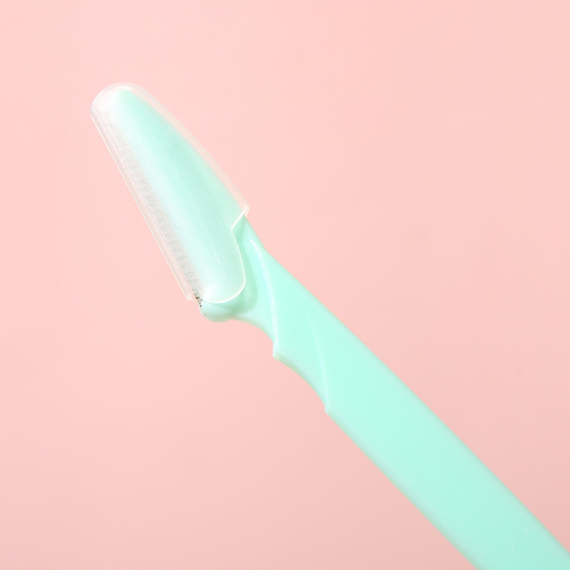 Cuchillo de cejas de mango largo, hoja de acero inoxidable, hoja de afeitado, cuchillo de cejas plegable pequeño y portátil para niñas, trabajador de belleza 12