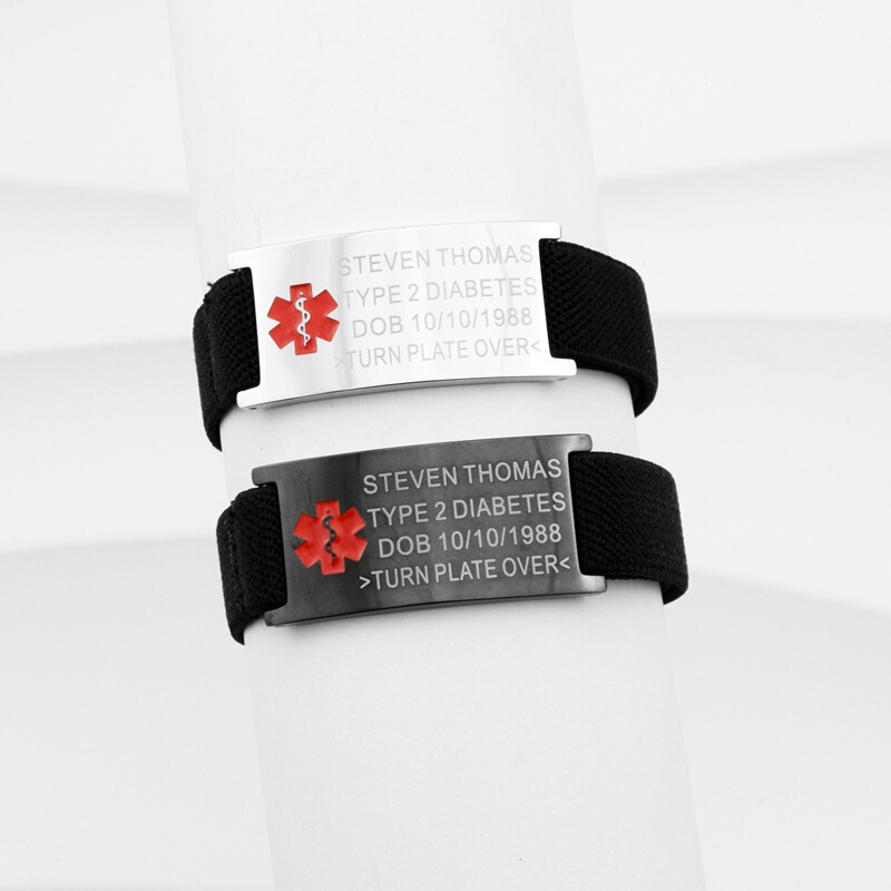 Adjustable Adult Anti-Lost Bracelet Metal Silicone Bracelet Personal Custom Information Medical Logo Wristband