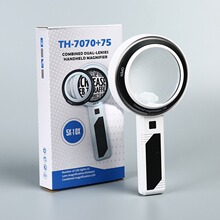 高清亚克力双层镜片三种灯光模式手持式放大镜高倍效果轻巧便携带