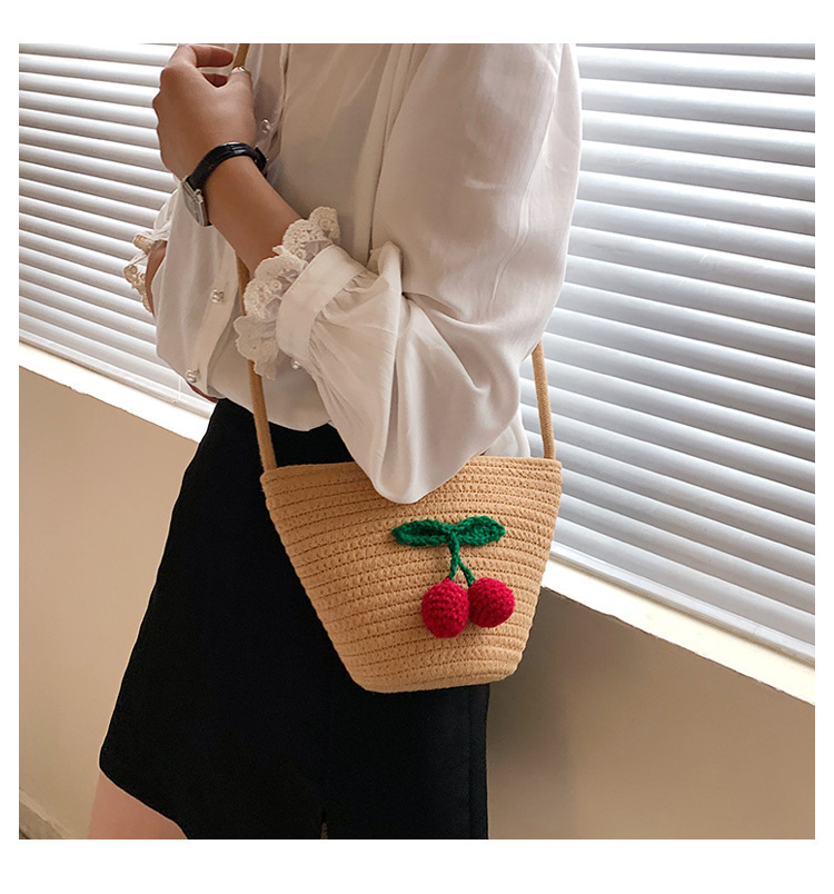 Femmes Petit Paille Fruit Vacances Coquille Fermeture Éclair Sac Bandoulière Sac De Paille display picture 3