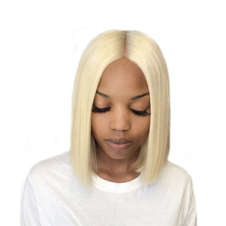 Perruque blonde platine à lace frontale couvrant toute la tête, style bob européen/américain pour le marché africain_voghion.com