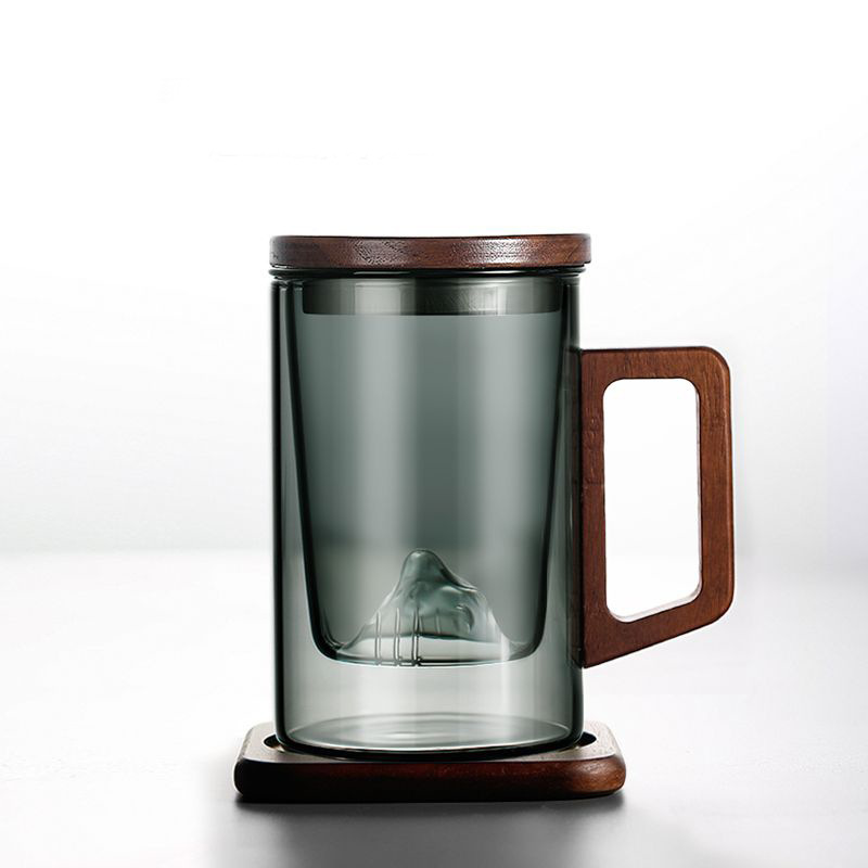Taza de té de vidrio borosilicato taza de agua resistente al calor de la Oficina de los hombres taza de té de separación de té